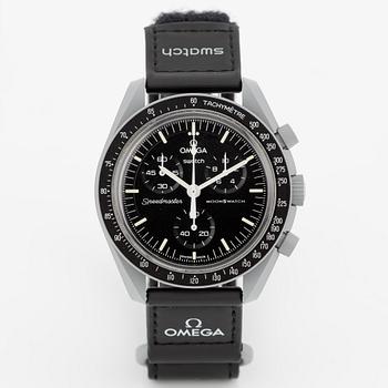 Swatch/Omega, MoonSwatch, Mission to the Moon, chronograph, wristwatch, 42 mm.