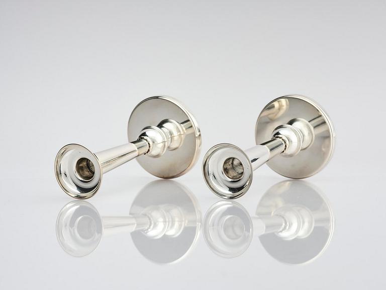 Carl Fredrik Carlman, a pair of silver candlesticks, Stockholm, Sweden 1955.