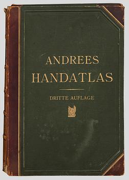 ATLASBÖCKER, 2 st, bland annat "Andrees Handatlas" Leipzig, 1893.