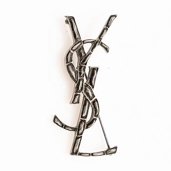 Yves Saint Laurent, Brooch, YSLA opium crocodile in oxidised silver.
