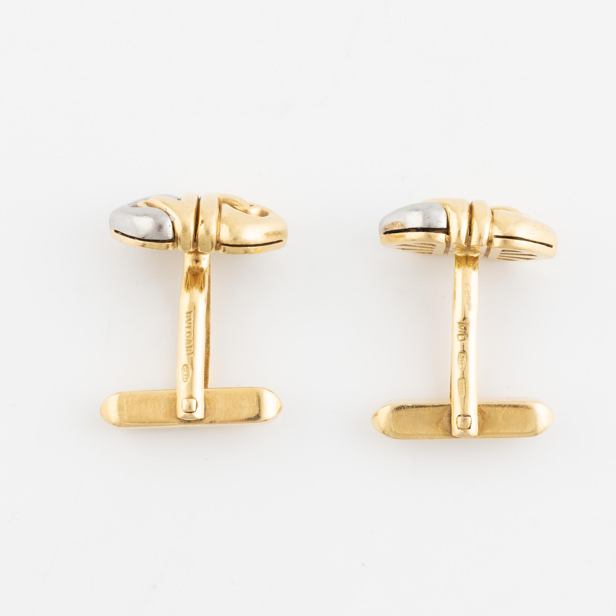 Bulgari, a pair of cufflinks, 18K gold and steel,