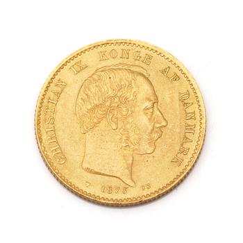 A DANISH 20 KRONER GOLD COIN, Christian IX, 1873. Ca 9 grams.