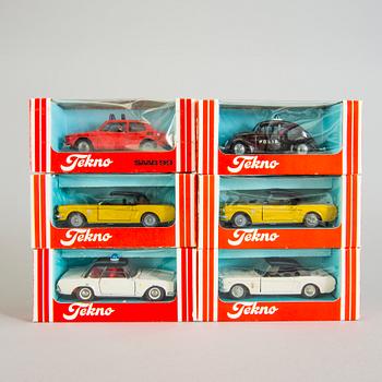 A lot of 12 Tekno cars, Denmark, 1960s.