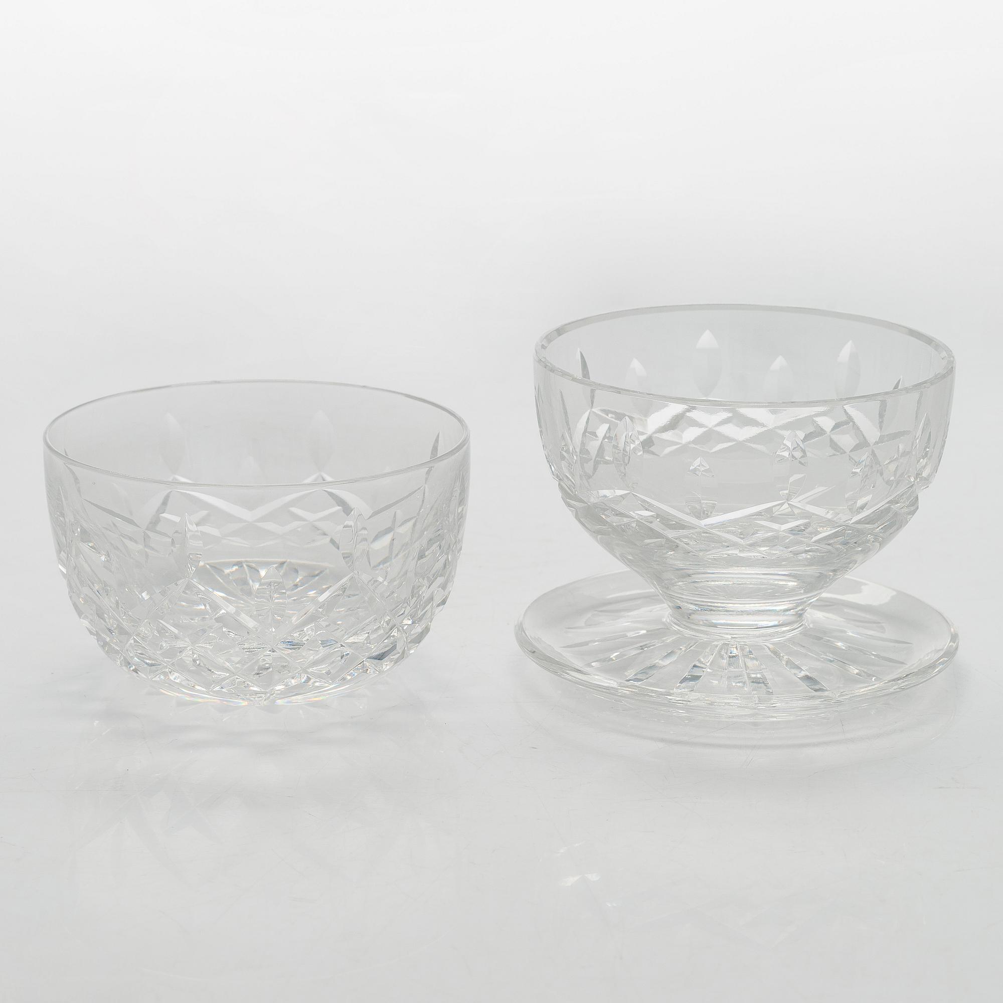 Jälkiruokamaljoja, 12 kpl, kristallia, Waterford 1900-luvun loppu.