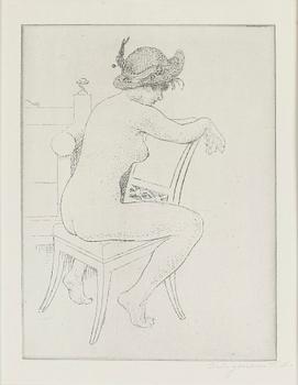 CARL LARSSON, etching, posthumously signed "C.L genom K.L. [Karin Larsson, the artist's widow] in pencil. Executed 1919.