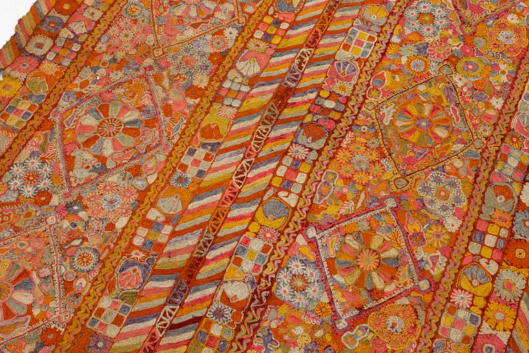 A semi-antique embroided textile, nomads, Iraq, c. 240 x 152 cm.