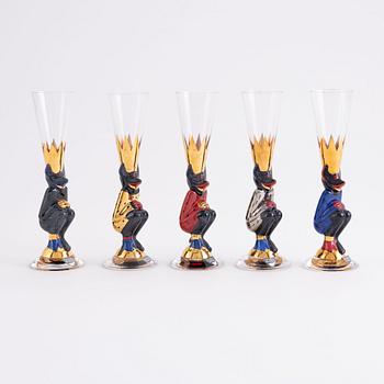 Gunnar Cyrén, snapsglas, 12 st, "Djävulsglas", "Nobel", Orrefors.