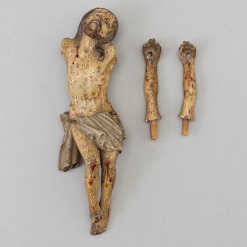 A WOODEN CRUCIFIX, 17th/18th century.