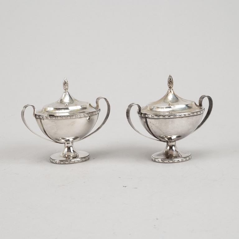 A pair of swedish empire style silver sugar bowls, mark of Bengt Ericsson, Stockholm 1934-35.
