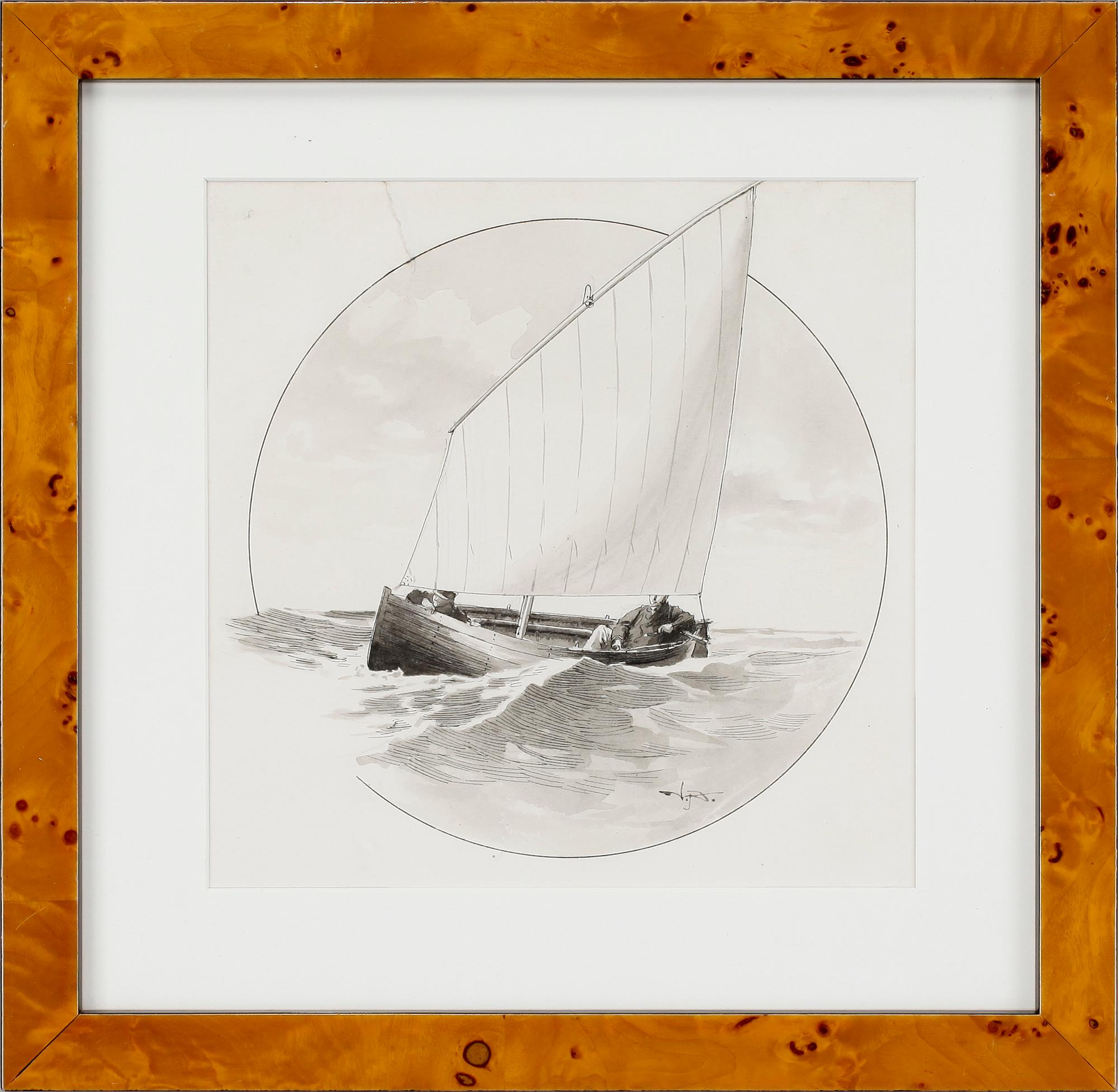 VICKE ANDRÉN, tuschlaveringar, 2 st. Monogramsign.