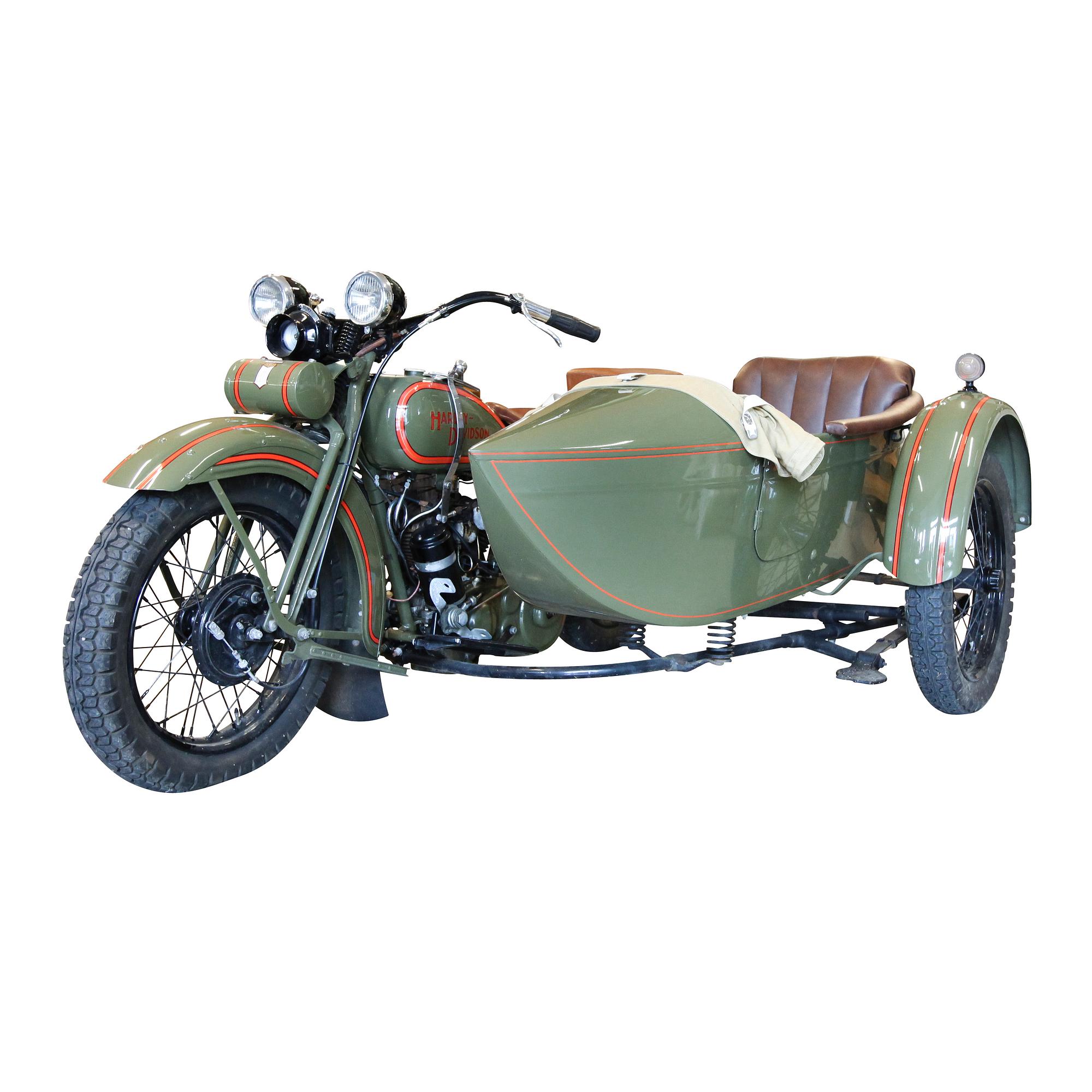 MOTORCYKEL MED SIDOVAGN, Harley Davidson, 1930, 750 cc.