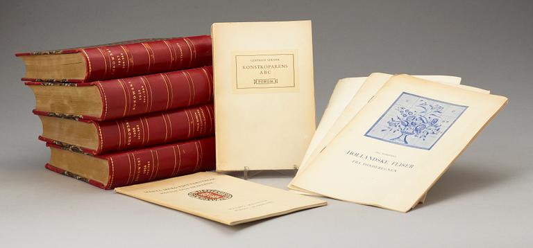 PARTI KATALOGER SAMT KONSTHANTVERKSSKRIFTER, 9 delar, 1900-tal.