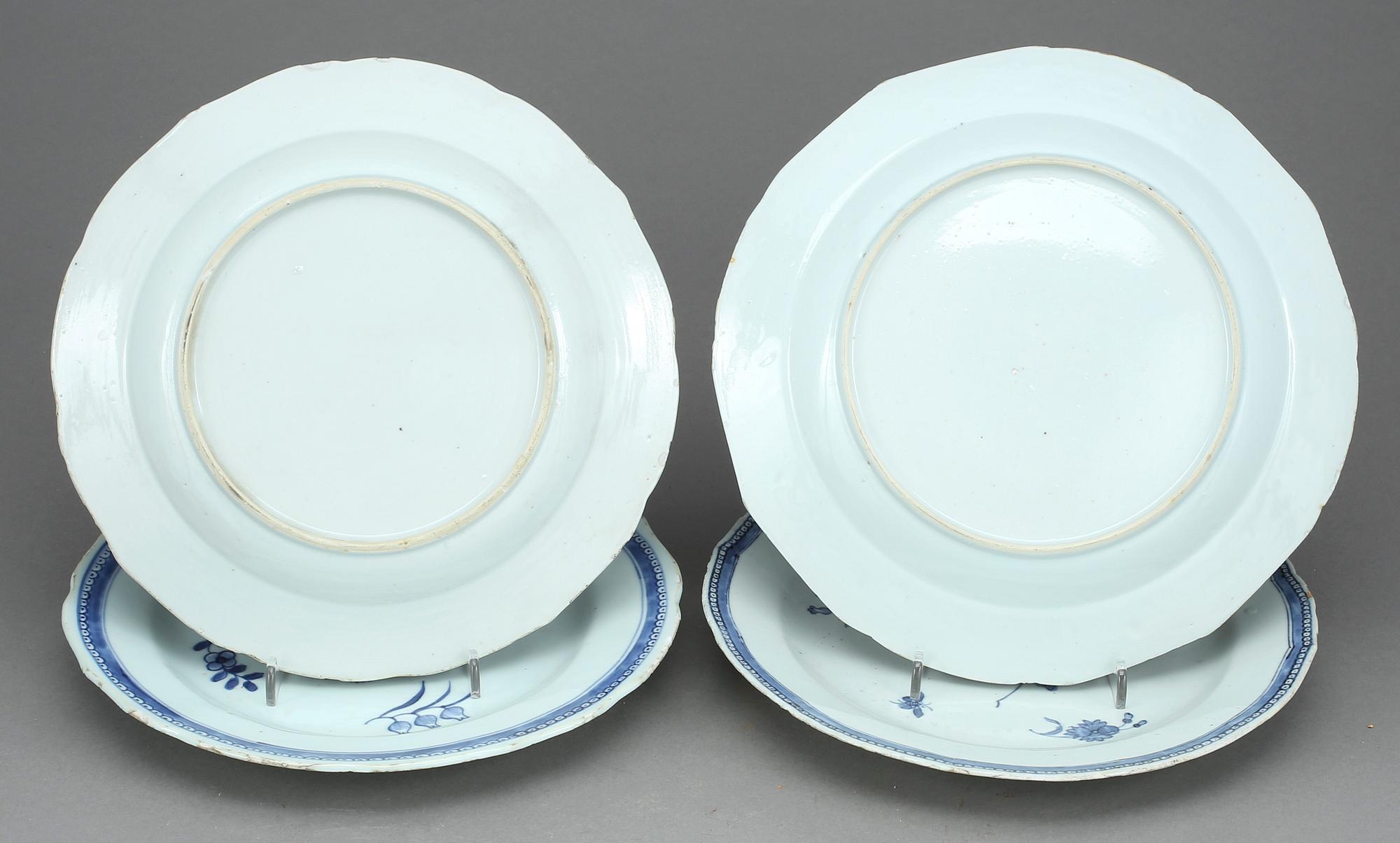 TALLRIKAR, 4 st, porslin, Kina Qianlong (1736-1795).