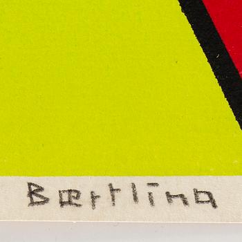 Olle Baertling, färgserigrafi, signerad med dedikation  "pour l'auteur à Ture Alman".