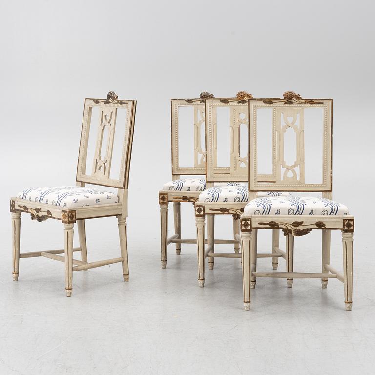 Four late-Gustavian chairs, Lindome, Sweden, around 1800.