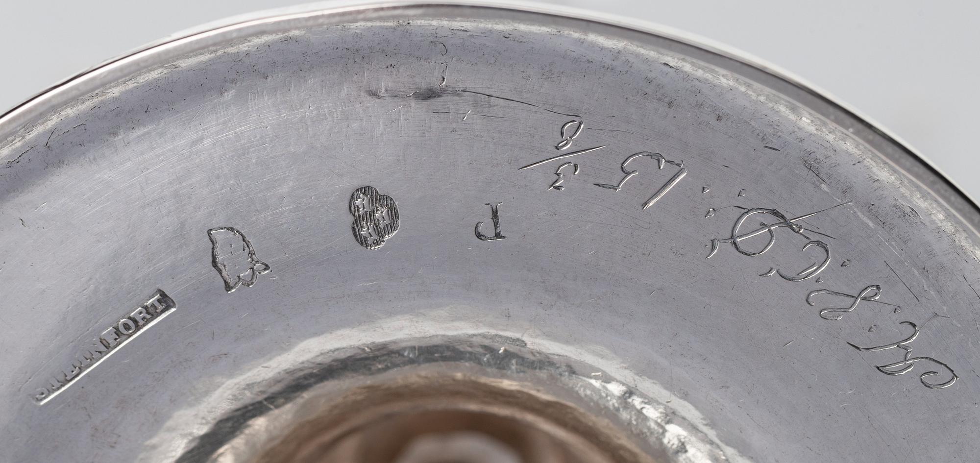 Johan Steinfort, ljusstakar, s k spelstakar, ett par, silver, Stockholm 1773. Gustavianska.