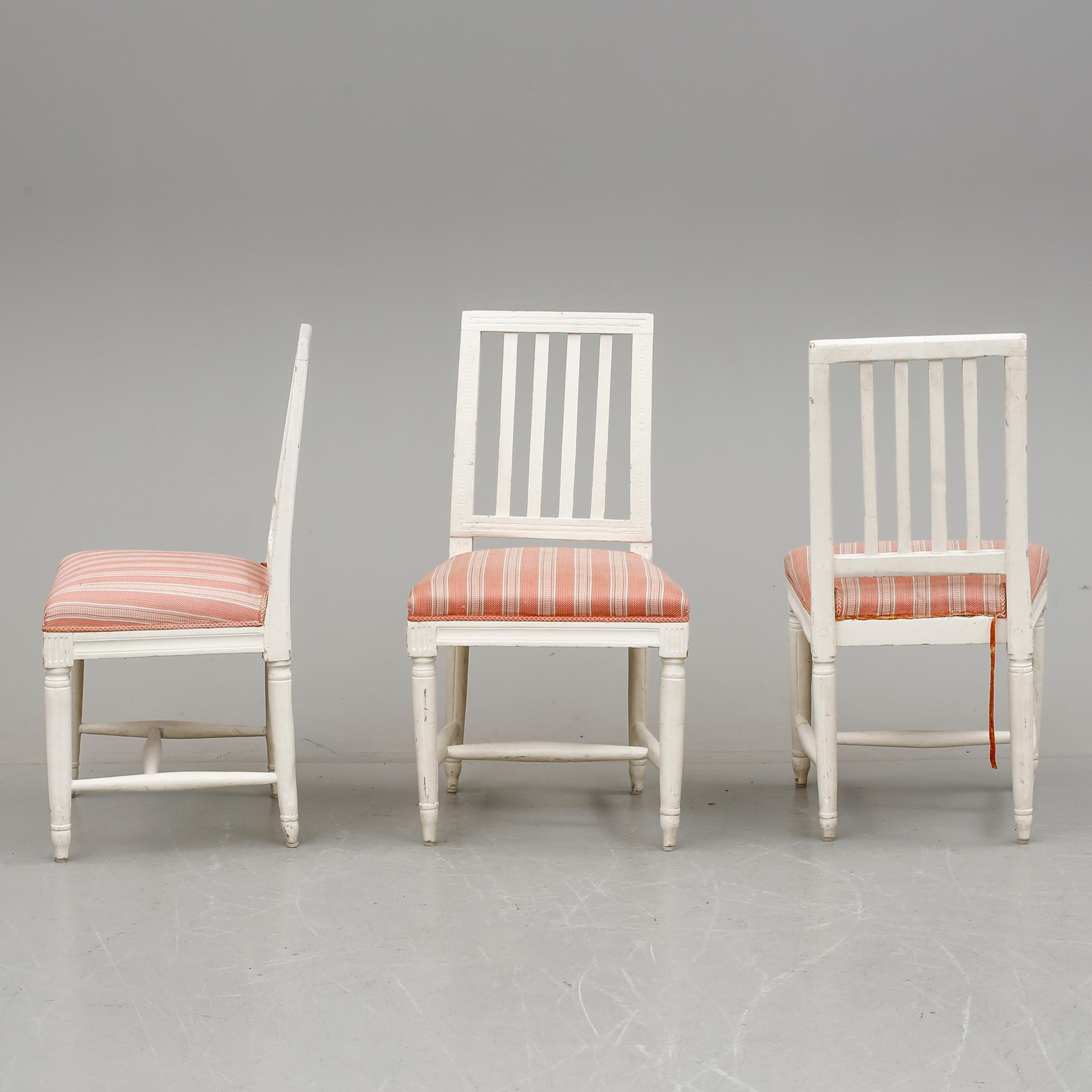 STOLAR, 3 st, gustaviansk stil, 1800-talets mitt.