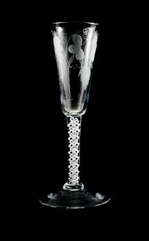 GLAS, 6 st samt LOCKPOKAL, glas, 1700/1800-tal.