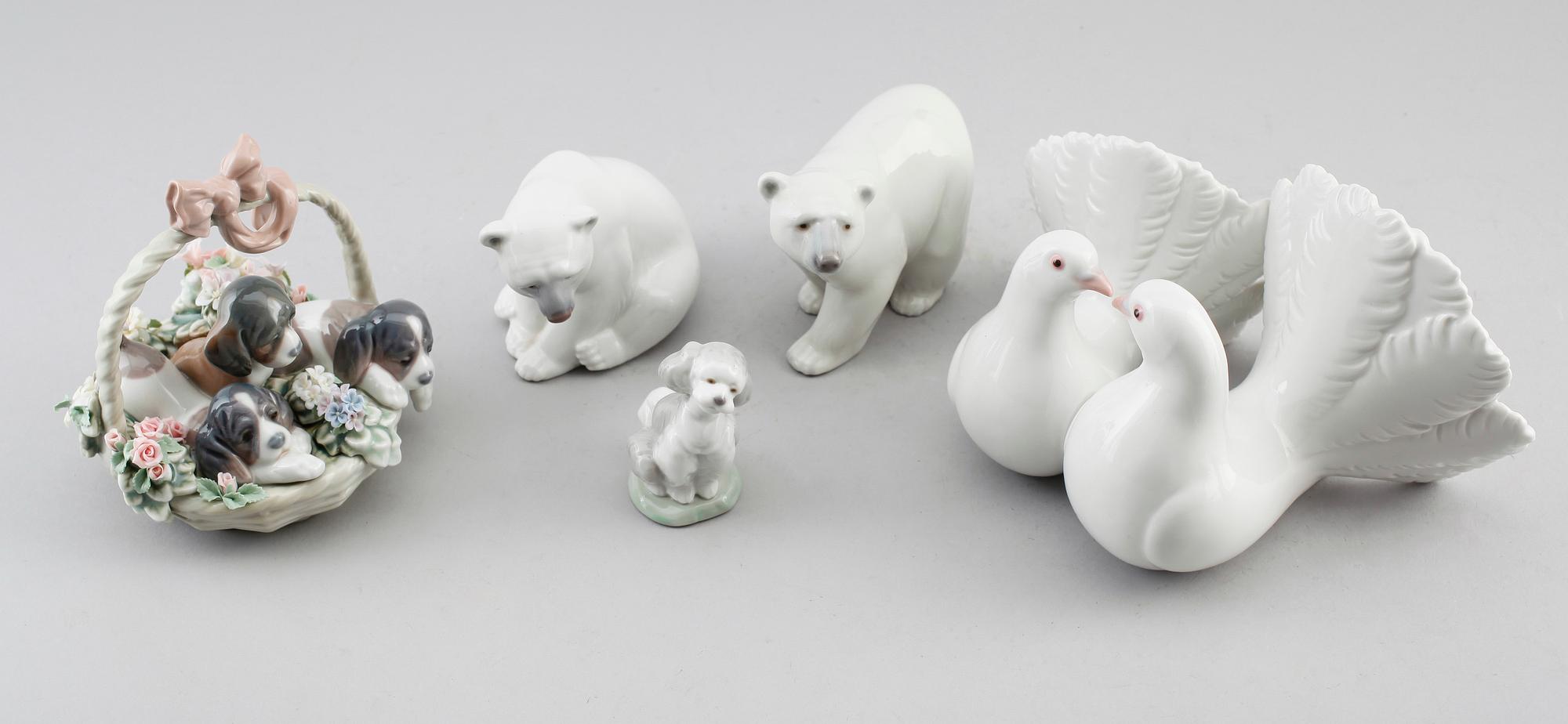 FIGURER, 5 delar, porslin, Lladro, Spanien.