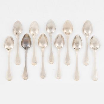 Gustaf Theodor Folcker, bordsskedar, 11 st, silver, Stockholm 1845-46.