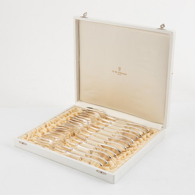 A Norwegian Silver Fish Cutlery, mark of Thorvald Marthinsen, second half of the 20th Century (24 pieces).