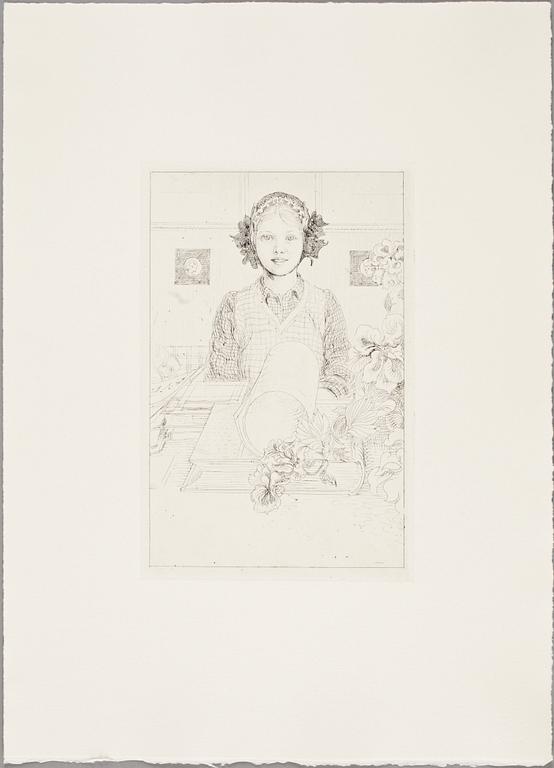 CARL LARSSON, efter, etsningar, 6 st, tryckta 1983, från originalplåtar. Numr. 125/360. Hjert&Hjert.