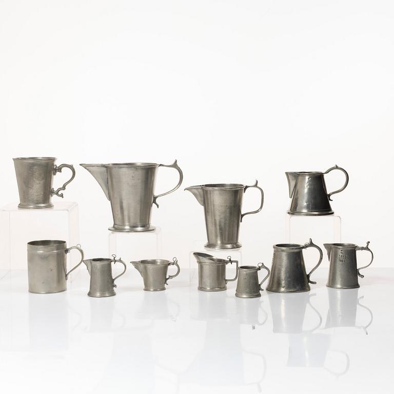 Measuring vessels/measures, 11 pcs. various masters. 19th century.