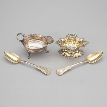 PARTI SILVER, 4 delar. Bl a okänd mästare, Moskva 1856. Vikt ca 232 gram.