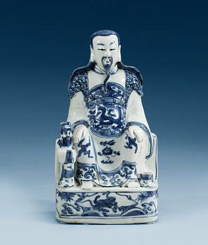 1655. A blue and white figure of a Daoist High Official, Ming dynasty.
