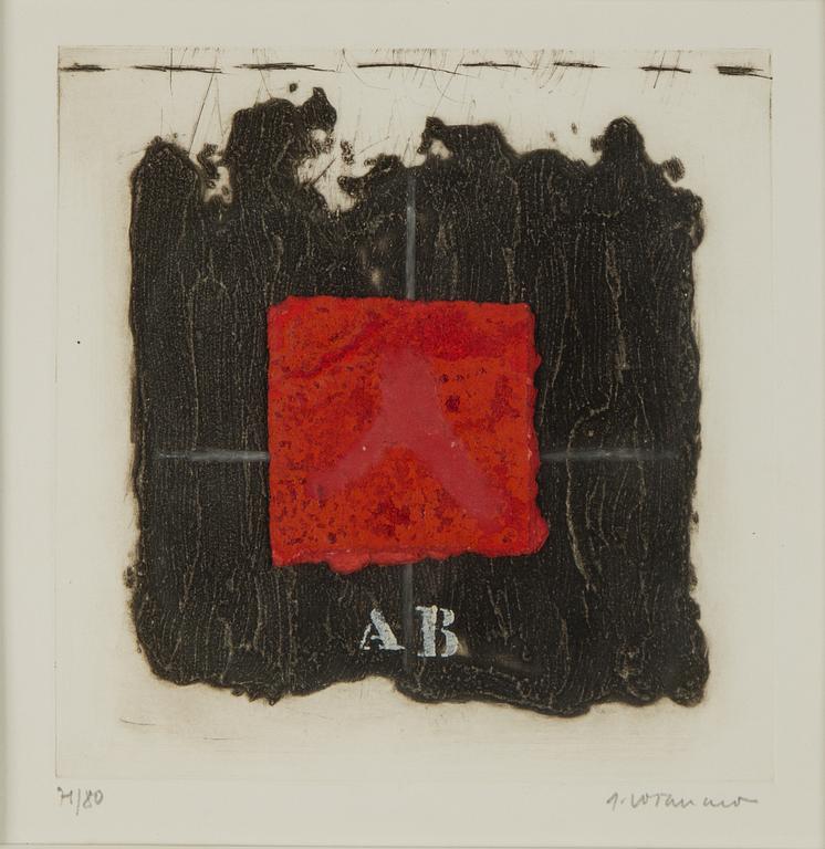 JAMES COIGNARD, carborundum etching with collage, signed and numbered 71/80.