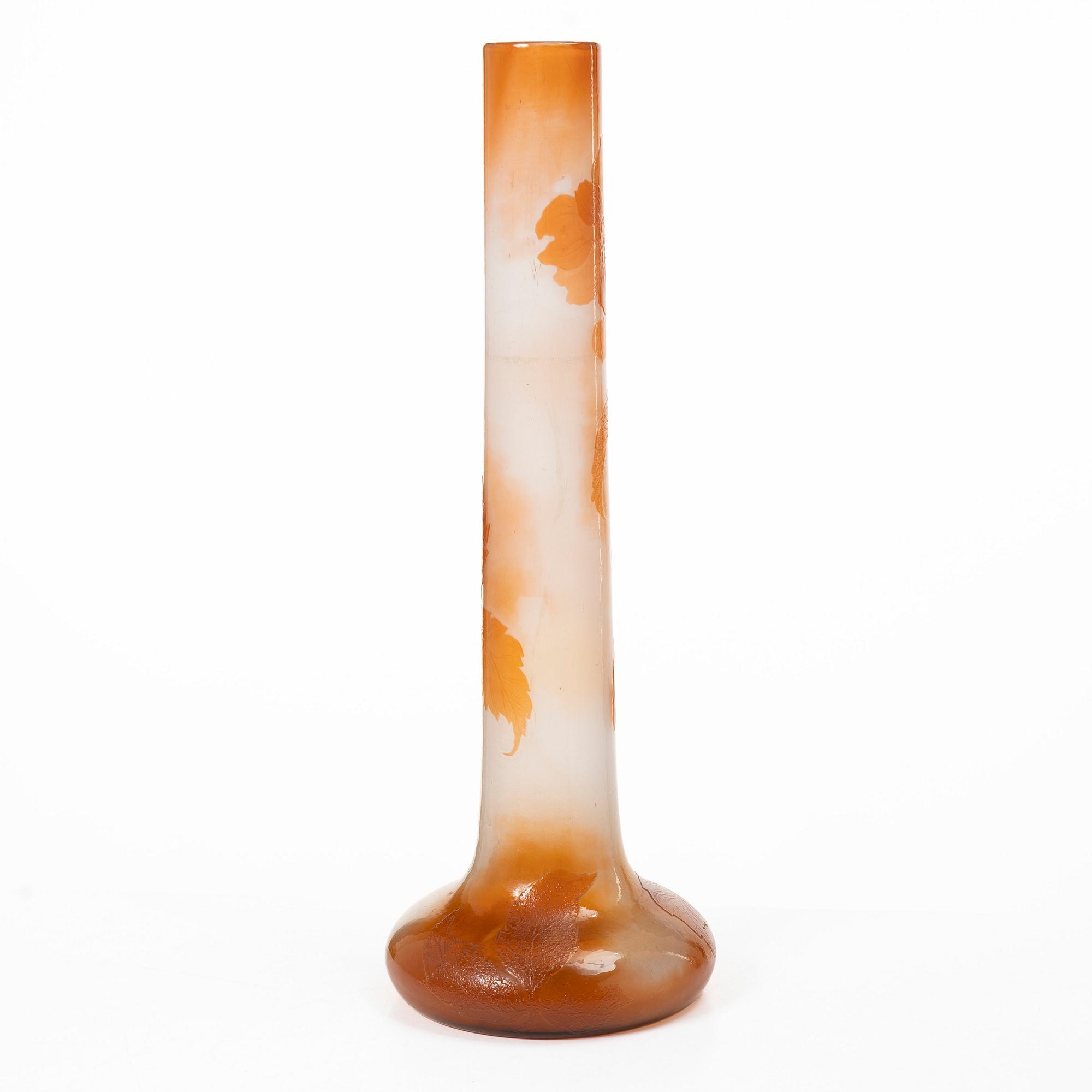 Emile Gallé, vas, överfångsglas, Nancy, Frankrike, Art Nouveau.