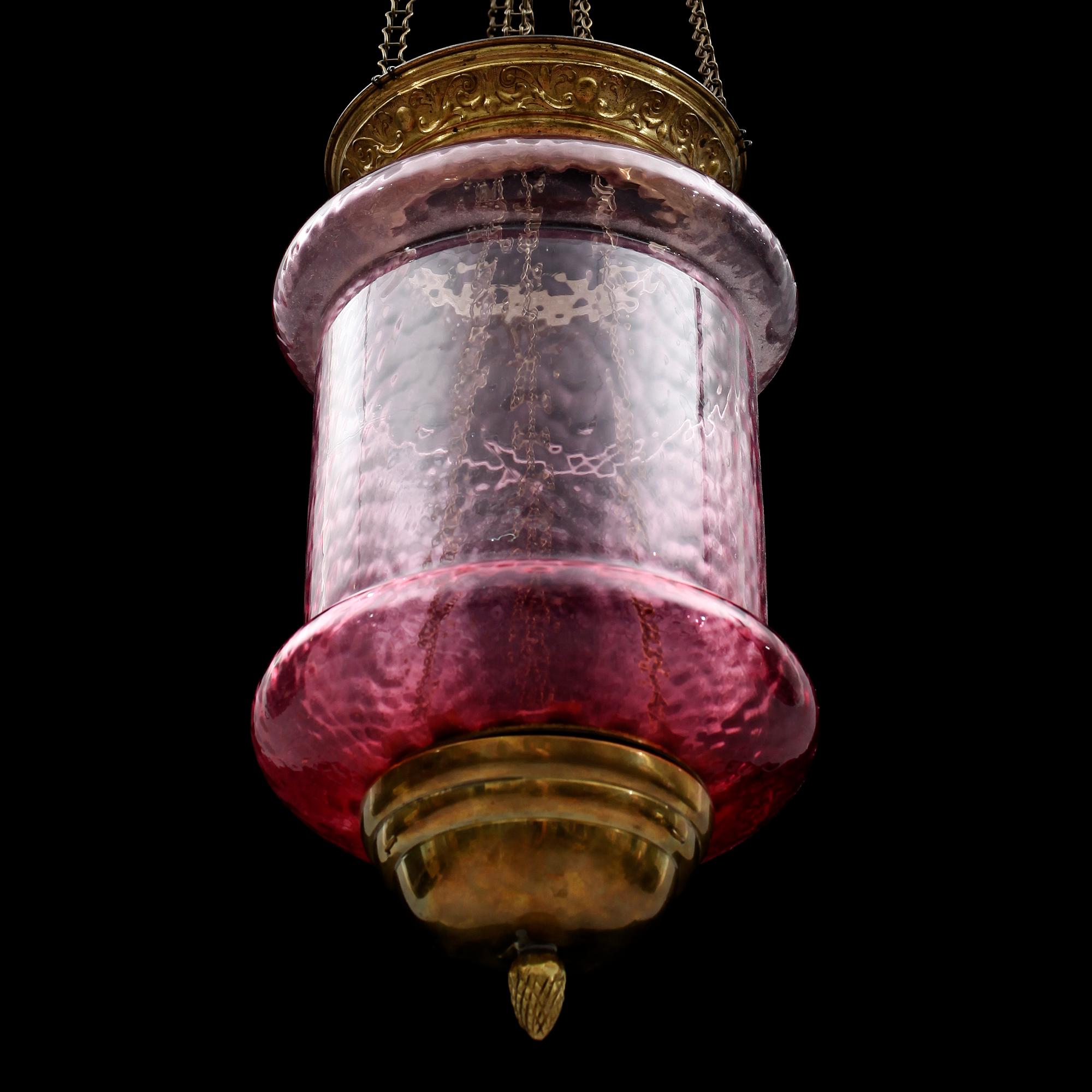 TAKLAMPA, s k månskensampel, omkring år 1900. Höjd ca 40 cm.
