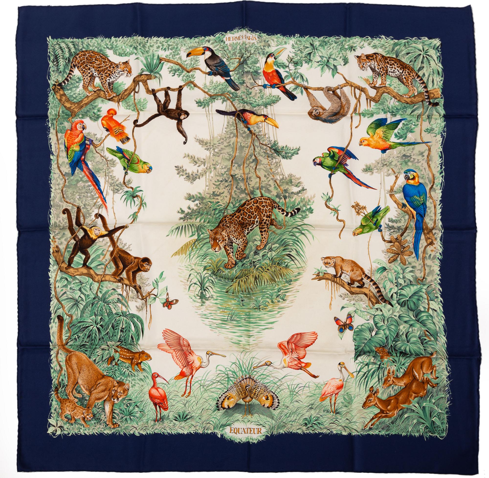 Hermès, an 'Equateur' silk scarf.