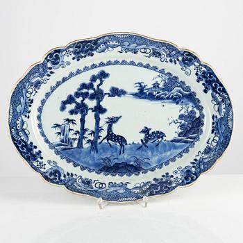 A set of three Chinese export dishes with matching decoration, Qing dynasty, Qianlong (1736-95).