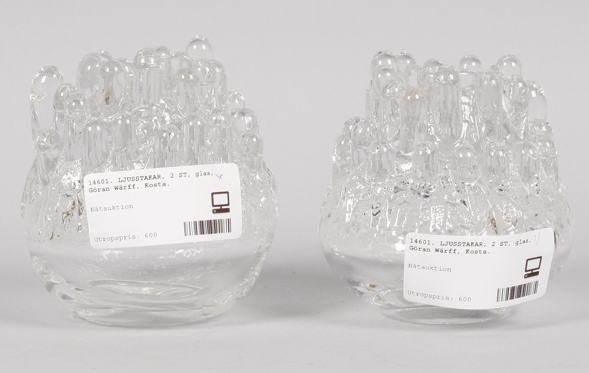 LJUSSTAKAR, 2 ST, glas, Göran Wärff, Kosta.