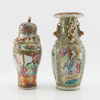 Vase and cover jar, Canton, China 20th century.