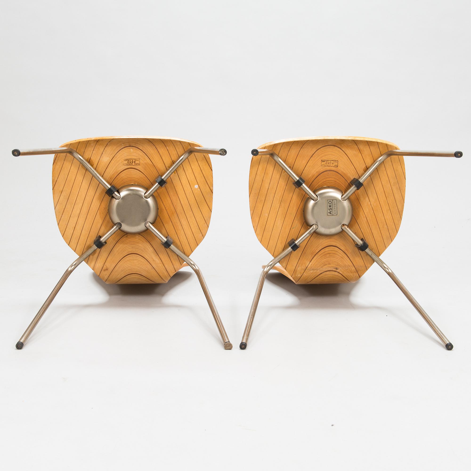 Tapio Wirkkala, two mid-20th century 'Nikke' chairs for Asko Finland.