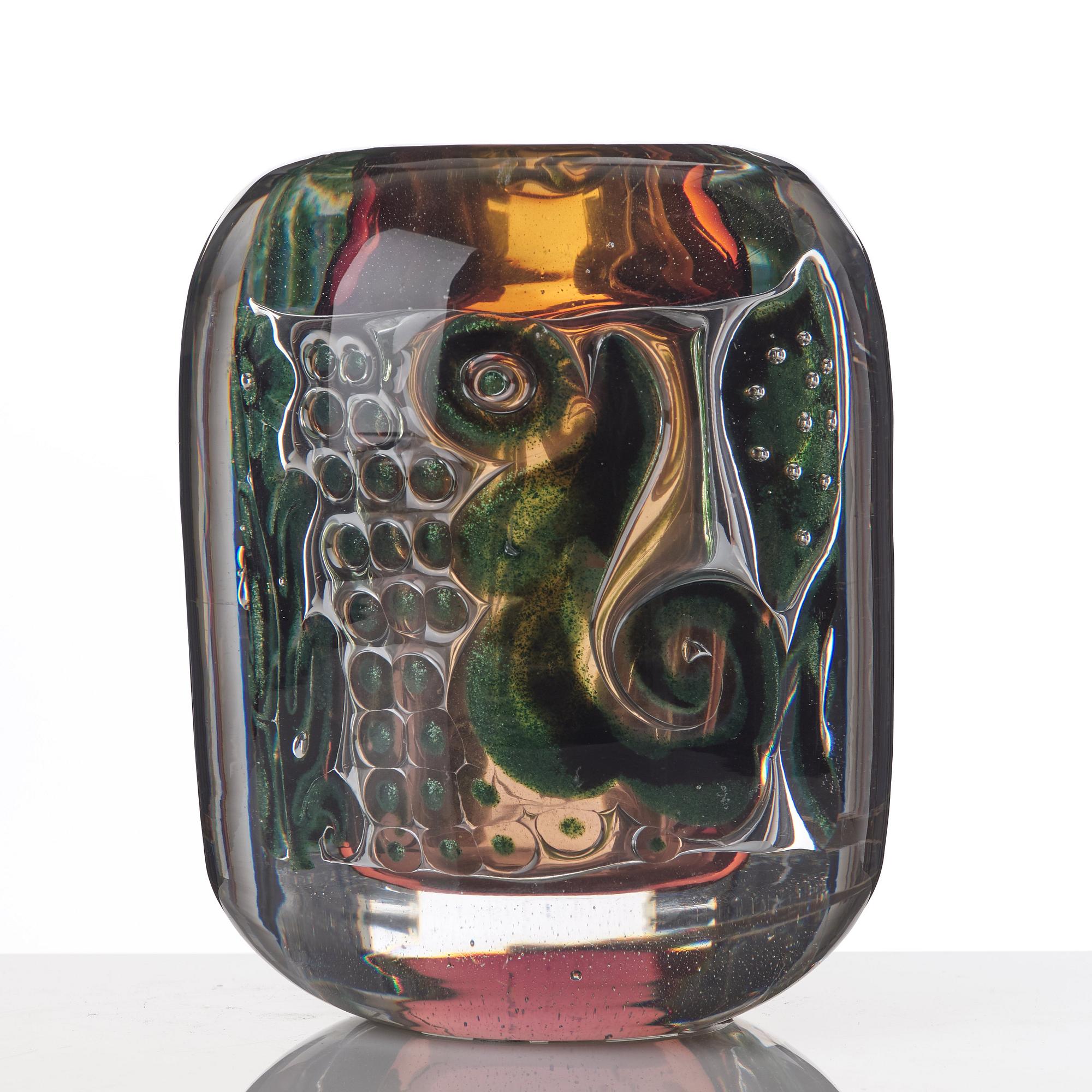Edvin Öhrström, an "ariel" vase with a bathing female, Orrefors Sweden 1942, nr 260.