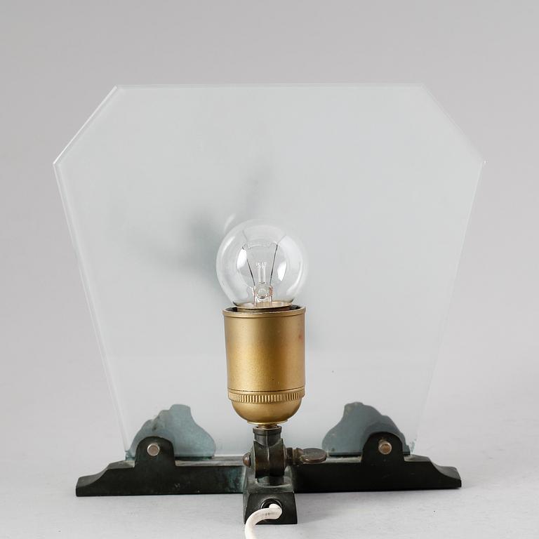 BORDSLAMPA, brons, art déco.