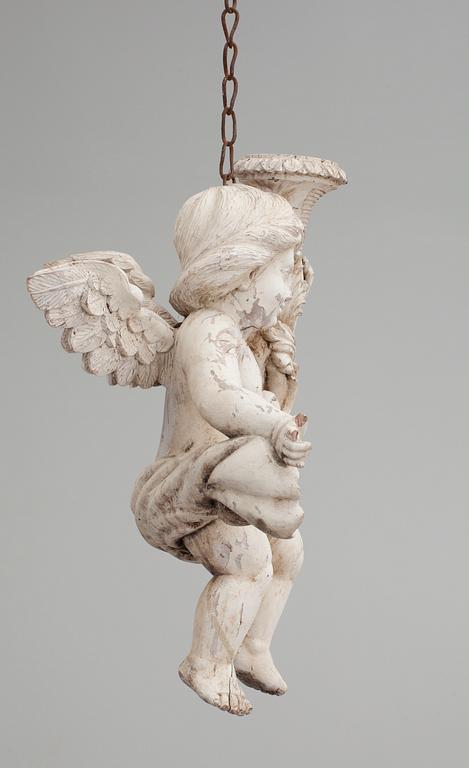 A pair of 18/19th cent wooden angels.