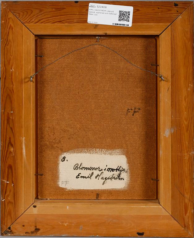 EMIL HAGSTRÖM, olja på pannå, signerad och daterad 1944.