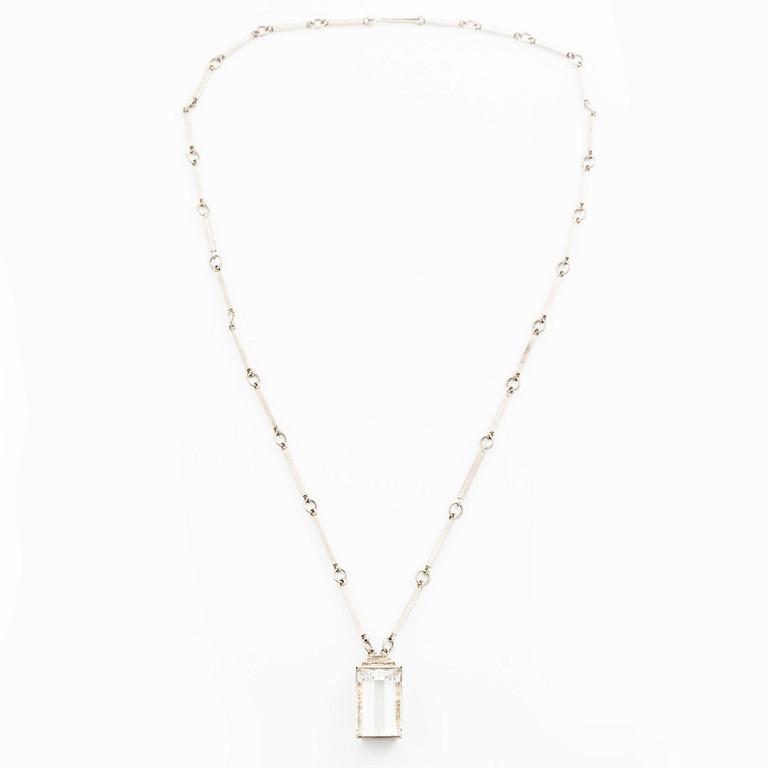 Wiwen Nilsson, a pendant, sterling silver with faceted rock crystal, Lund 1943.