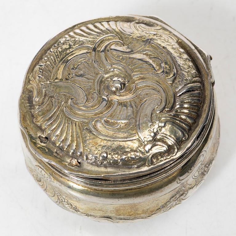 A silver gilt Rococo box, 18th century.