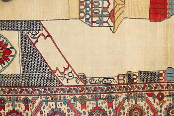 Matto, antique Heriz, figural, probably, ca 361-368 x 294,5 cm.