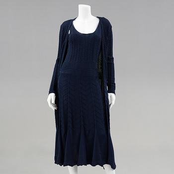 A knitten dress with long cardigan by Ralph Lauren.