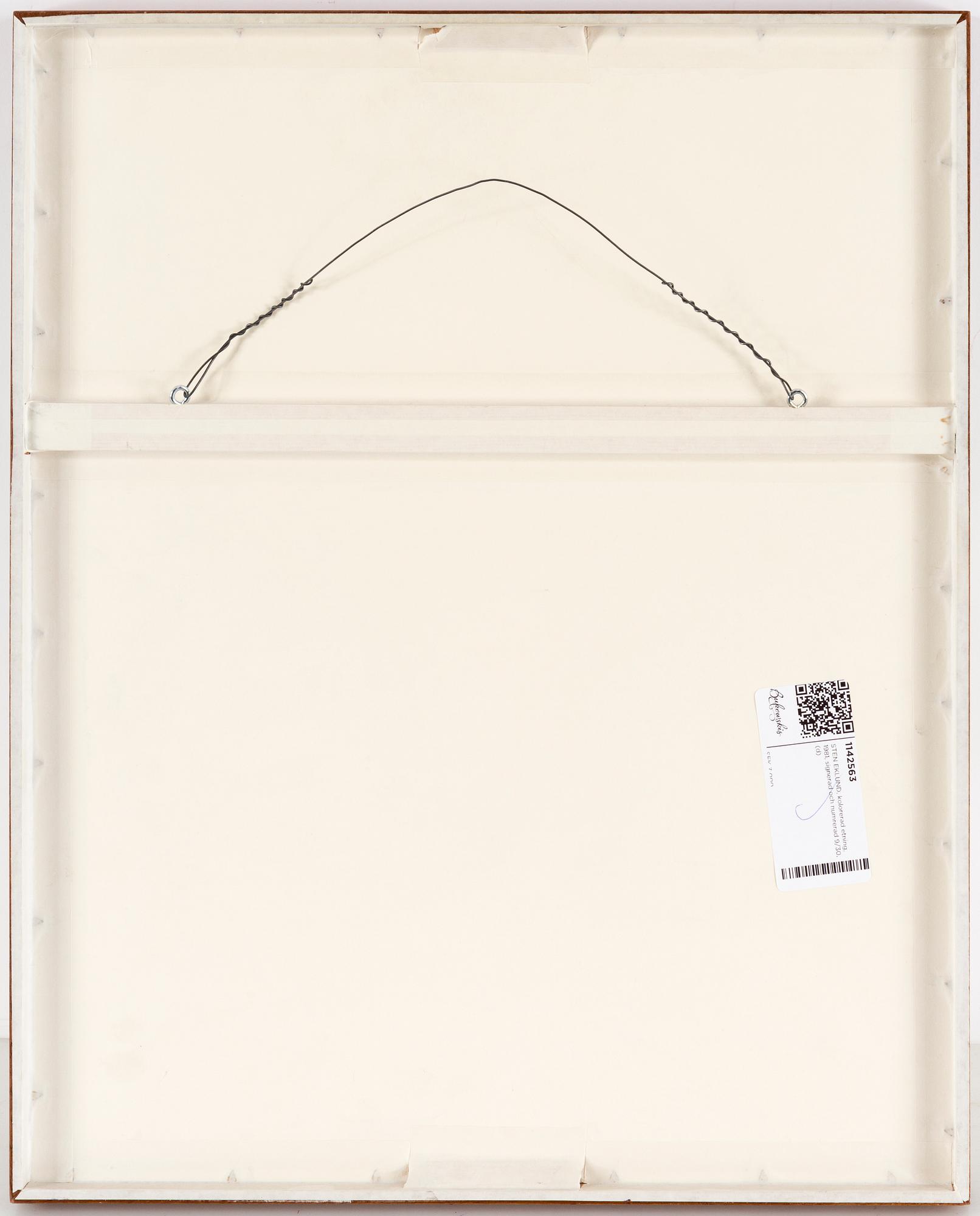 STEN EKLUND, handkolorerad etsning, 1981, signerad och numrerad 9/30.