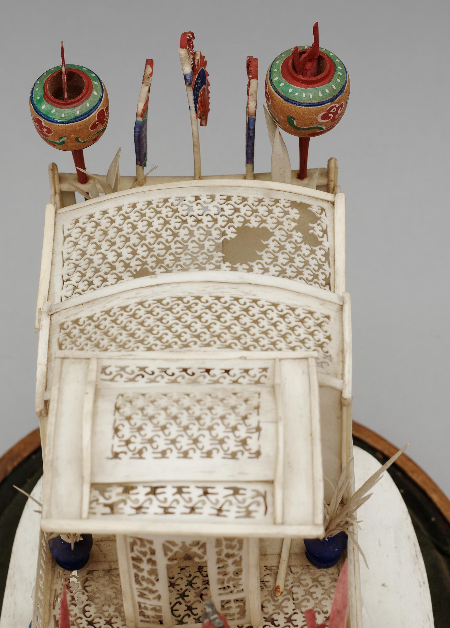 A bone and ivory model of a djonk, Qing dynasty, 19th Century.