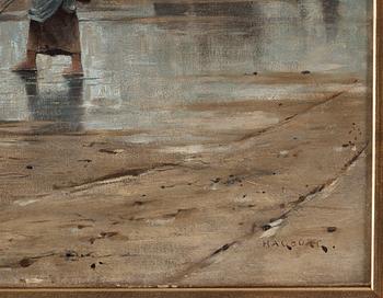 August Hagborg, Shellfish Fishing at low tide, scene from Normandy.