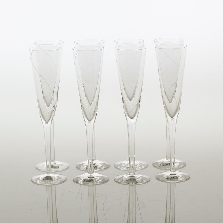 ANNA EHMER, 8 st champagneglas, "Line", Kosta Boda, modell formgiven 1982.