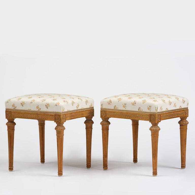 A pair of Gustavian stools by E. Öhrmark (master in Stockholm 1777-1813).